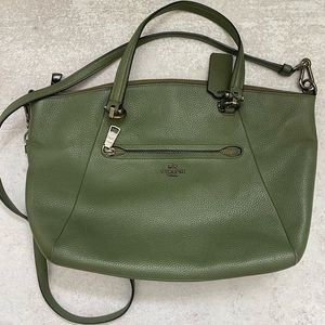 Coach Green Leather Tote Bag
